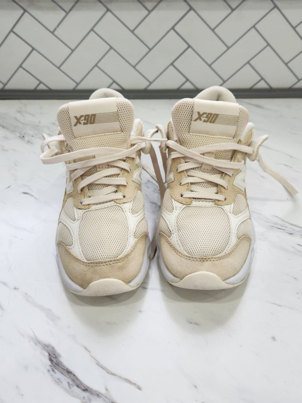 New Balance X-90 WSX90REB Women’s Size 8.5 Cream Beige Chunky Dad Sneakers Shoes
